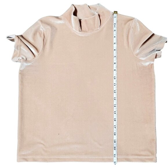 Madewell Womens Velvet Short Sleeve Mock Neck Top Blush Pink size Small - Picture 6 of 10